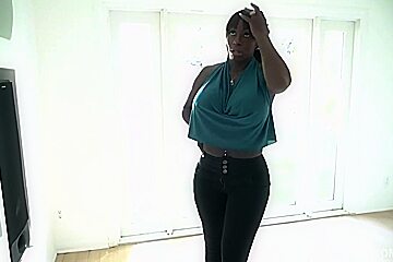 Busty, black woman, Mystique is about to have sex with her step- son, just for fun