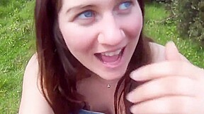 Busty english woman outdoors