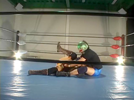 Busty hairy Jap banged in a wrestling ring