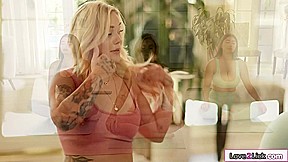 Busty latinas licking and masturbate their yoga teacher