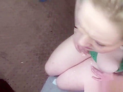 Busty pawnshop amateur cocksucking for cash