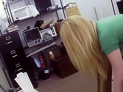 Busty pawnshop amateur cocksucking for cash