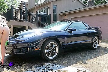 Busty teen 18+ Girlfriend Dared To Strip Naked Outside After Washing Car