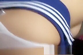 Buxom brunette cheerleader with a splendid booty gives a hot lapdance