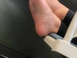 Candid feet at library