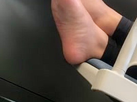 Candid feet at library