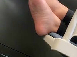Candid feet at library