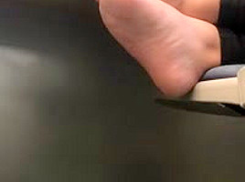 Candid feet at library