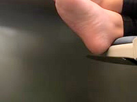 Candid feet at library