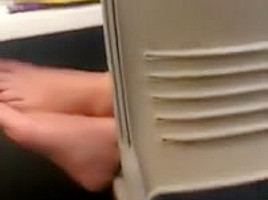 Candid feet at library