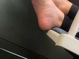 Candid feet at library