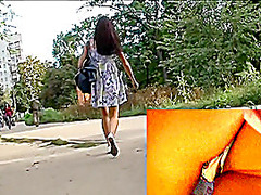 Captivating upskirt cutie in the park