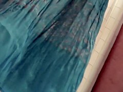Changing room doll takes off her skirt and shows long legs