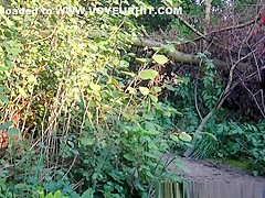 Chick bends over and exposes dark pussy