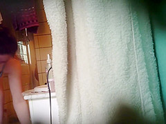 Chubby asian girl spied in bathroom