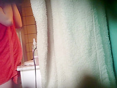 Chubby asian girl spied in bathroom