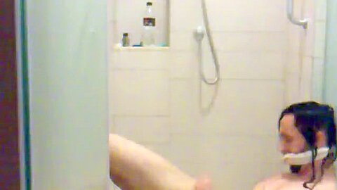 Clumsy serf beneath shower