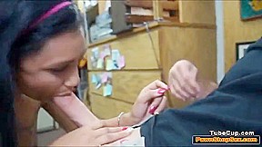 College Teen 18+ Gives Pawnshop Owner A Blowjob For Tickets