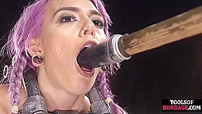 Coloredhair BDSM babe pussytoyed with big dildo by master