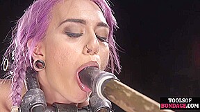 Coloredhair BDSM babe pussytoyed with big dildo by master