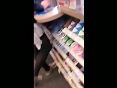 Cougar in stockings & mini skirt at the store 