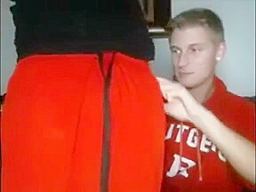 Couple having fun in webcam