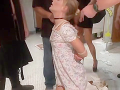 Covered in facial blonde public disgraced