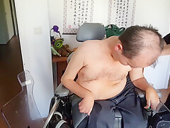 Cripple Gets Hoisted To Bed And Fully Undressed By His Nurse