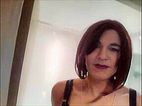 Crossdresser is home alone