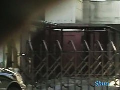 Cute Asian babe gets sharked in public