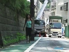 Cute Asian babe gets sharked in public