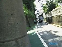 Cute Asian babe gets sharked in public