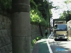 Cute Asian babe gets sharked in public
