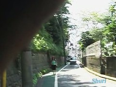 Cute Asian babe gets sharked in public