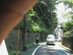 Cute Asian babe gets sharked in public