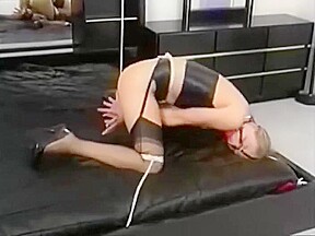 Cute Blond Roped And Ball-gagged In The Bedroom