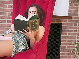 Cute Brunette Bookworm Solo Masturbation With Per Fection