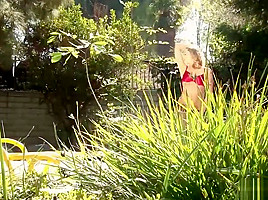 Cute Girl Spreads Her Legs Outdoors