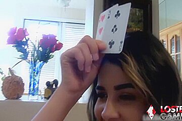 Cute Girls Play A Game Of Strip High-card Wins - Things Get Hot Quickly!