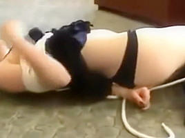 Cute girl tape gagged escapes