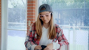 Cute teen 18+ skateboarder chick grinding down on a big cock