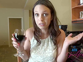 Dark haired bitch is rubbing her hairy pussy, while her guy is watching, on the balcony