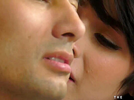 Darkhaired tgirl reverse rides before banging guy in ***gy