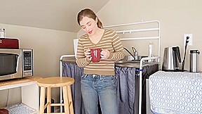 Dawn Honey Crisp masturbates after having tea - WeAreHairy