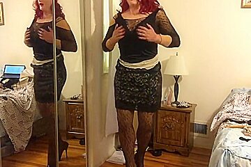 Deanna Cd Doll Strips Down To Black Bodystocking