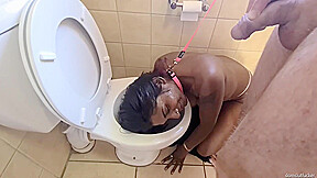 Desi Slut Walked To The Toilet Like A Dog, Gets Pissed On And Sucks Cock