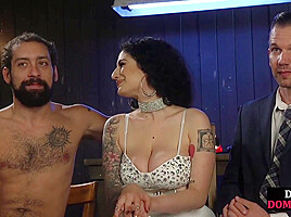 Dirty horny femina fucks guy in anal hole in threesome