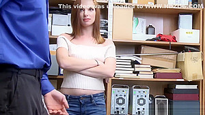 Dude Officer fucks Jaycee Starrs wet pussy so deep and hard in the office