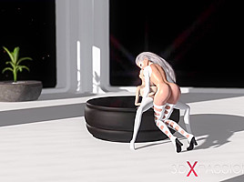Earth orbit - a sex journey  Alien shemale fucks a horny sex slave in the space station