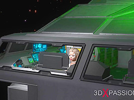 Earth orbit - a sex journey  Alien shemale fucks a horny sex slave in the space station